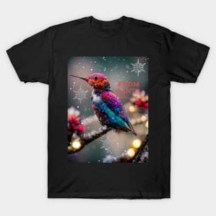 Christmas Hummingbird in winter scenery T-Shirt